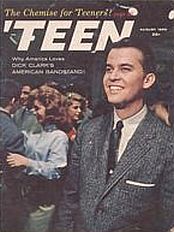August 1958 cover of 'Teen' magazine with Clark & headline: 'Why America Loves Dick Clark's American Bandstand.' 