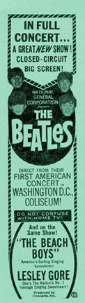 1964 ad for the Beatles' closed-circuit concerts. 1964 ad for the Beatles' closed-circuit concerts.