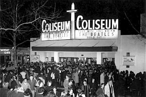 February 1964: Fans outside the Washington, D.C. Coliseum waiting for the Beatles to arrive. (Photo, Keystone/Getty) February 1964: Fans outside the Washington, D.C. Coliseum waiting for the Beatles to arrive. (Photo, Keystone/Getty)