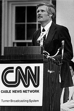 Ted Turner at launch of CNN, June 1980.
