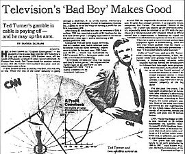August 1983: The New York Times reports on Turner’s rise in a Sunday, business section feature.