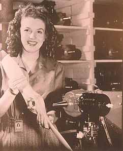 Marilyn Monroe, before she became a Hollywood star, appeared on  the cover of ‘Yank’ magazine while working in a Burbank airplane  factory, August 1945. 