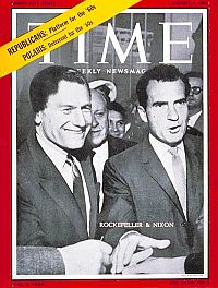 Nelson Rockefeller, shown on Time’s Aug 1960 cover, had previously battled Nixon for the nomination and lost.
