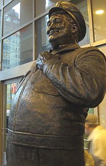 Kramden-the-statue at his post outside the entrance to the Port Authority Bus Station. Photo: Flickr.com, wallyg.
