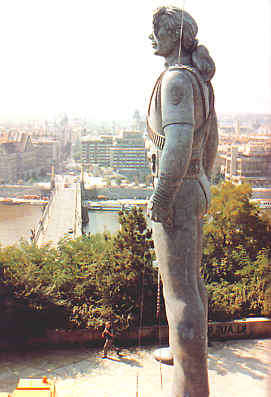 Giant Michael Jackson statue used in Prague, Czechoslovakia during 1996 "HIStory" album tour. 