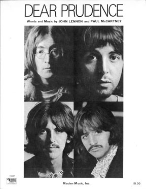 Sheet music cover for the Beatle’s ‘Dear Prudence.’ Click for Amazon link for “The White Album”.
