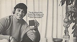 Joe Namath, making a pitch for an electric razor: “I’m shy with girls. But I kind of like the one who gave me this Soilid State Schick Retractable.” 1969. Joe Namath, making a pitch for an electric razor: “I’m shy with girls. But I kind of like the one who gave me this Soilid State Schick Retractable.” 1969.