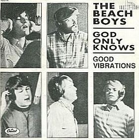 Record sleeve cover for 7" vinyl version of “God Only Knows” with “Good Vibrations” issued in 1977, The Netherlands. Click for digital 'God Only Knows'.