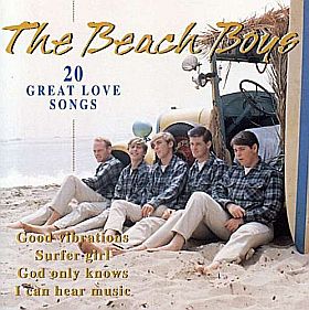 Later album cover showing young Beach Boys on California beach from an early 1960s promotional photo session. Album cover showing young Beach Boys on California beach. Click for album CD.
