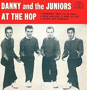 Danny & The Juniors rose to national fame after they appeared on Bandstand as a substitute act in early December 1957, singing "At The Hop," which soared to No.1. Click for separate story.