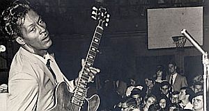 Chuck Berry, shown here in another performance, made his national TV debut on American Bandstand Nov. 8, 1957 singing “Rock and Roll Music.” Click for CD box set.