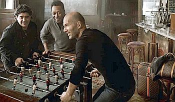 Horizontal version of the Louis Vuitton “soccer greats” ad, also used for a related Louis Vuitton website campaign.