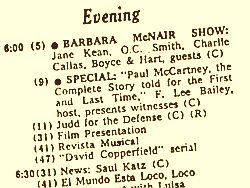 NY TV guide listing the F. Lee Bailey TV special on the ‘Paul-is-dead’ hoax story.