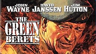 Cover art from recent Blue ray DVD version of John Wayne’s 1968 film, “The Green Berets.” Click for DVD.