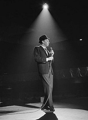 January 1961: Frank Sinatra rehearsing for JFK Inaugural Gala.  Photo, Phil Stern.