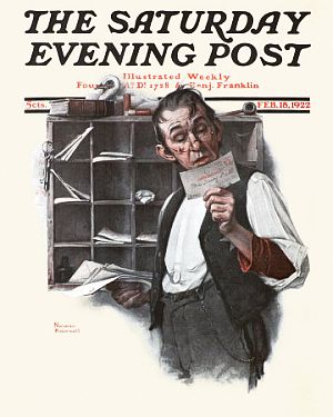 February 18, 1922: “Sorting The Mail,” by artist Norman Rockwell for the Saturday Evening Post.