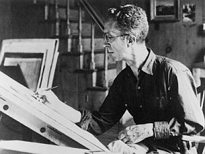 Norman Rockwell at work, mid-career.