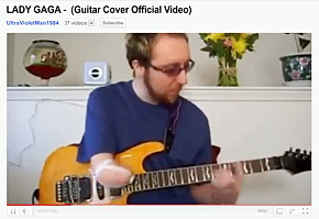 Handicapped guitarist playing Gaga cover song.