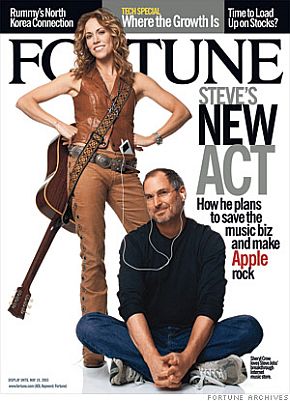 May 2003: Steve Jobs on Fortune magazine cover with rocker Sheryl Crow, in prescient story that hints of bigger things to come with Apple & music. May 2003: Steve Jobs on Fortune magazine cover with rocker Sheryl Crow, in prescient story that hints of bigger things to come with Apple & music.