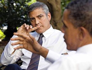 2010: President Obama talks with actor George Clooney outside Oval Office. Clooney hosted a Los Angeles fundraiser for the president in May 2012. Photo, Pete Souza/White House 