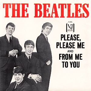 Cover sleeve for the re-issued single of the Beatles’ “Please Please Me” in America by Vee-Jay Records.