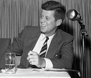 Feb 24, 1958: JFK at the Sunday Evening Forum in Tucson, Arizona where he was asked if a man his age could be president. Kennedy, 42 at the time, responded: "I don't know about a 42-year-old man, but I think a 43-year-old man can." Photo, Tucson Citizen.