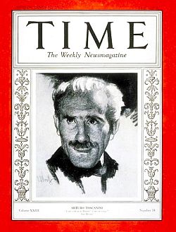 April 1934: Arturo Tocanini, Time cover