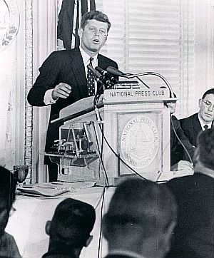 Jan 14, 1960: JFK outlines his strategy for the presidency at the National Press Club in Wash., D.C. Photo, UPI.