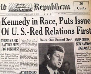 January 4, 1960: The Herald Republican of Springfield, MA, announces JFK’s formal entry into Presidential race.