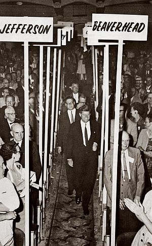 June 27, 1960: JFK addressed the Montana State Democratic Convention in Helena, and attended other events at the Marlow Theater and Civic Center. Ted Kennedy and Sargent Shriver were with JFK on this visit.