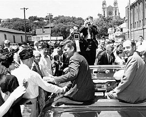 June 19, 1960: U.S. Rep. George McGovern, right, joins JFK on the campaign trail in Sioux Falls, S.D.