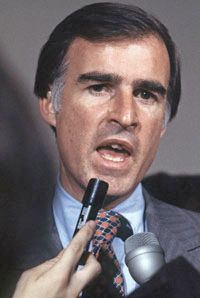1980: Governor Jerry Brown being interviewed in Los Angeles, CA.