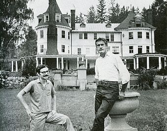Early 1960s: Ralph Metzner (left) and Timothy Leary (right) in front of the Millbrook estate. Photo, New York Daily News.