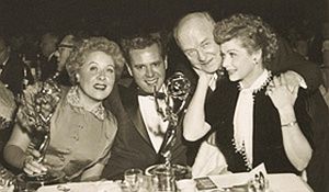 1954 Emmy Awards: From left: Vivian Vance, Desi Arnaz, William Frawley, and Lucille Ball celebrate after collecting at least two of their awards.