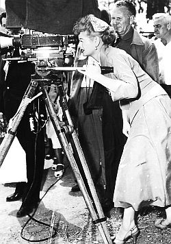 In 1953, during shooting of  “The Long, Long Trailer” film, Lucy has a look through the lens.