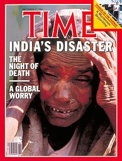 December 17th, 1984: Union Carbide’s disaster in Bhopal, Time cover story. Click for copy.