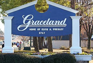 Graceland sign outside the former home of Elvis Presley.