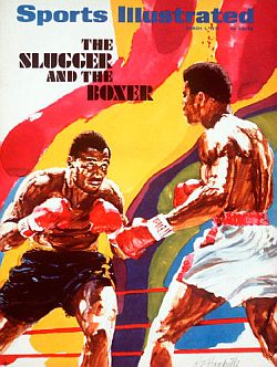 March 1st, 1971. Colorful pre-fight edition of Sports Illustrated, with Ali-Frazier cover art by artist Robert Handville. Click for copy.