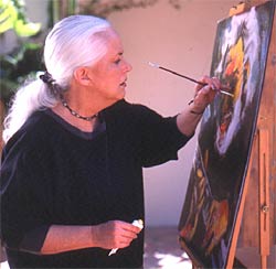 Artist Grace Slick at work, circa 2006 or so.