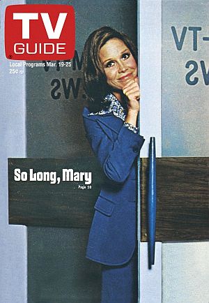 March 1977: TV Guide cover bidding farewell to The Mary Tyler Moore Show. Click for copy.