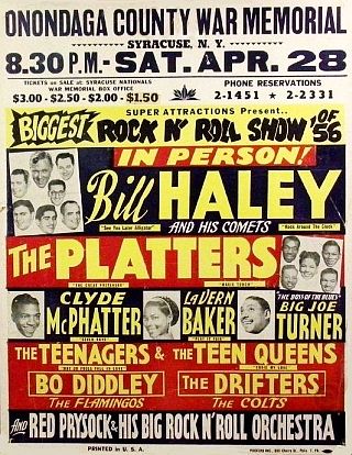 April 28, 1956: Sample poster from the touring “Biggest Rock `n Roll Show of 1956”. Click for poster selection.
