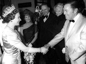 Nov 1979: Bill Haley greeting Queen Elizabeth II in London after his role in the Royal Variety Performance.