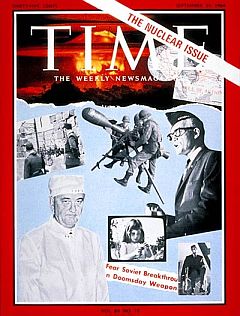 'Daisy Girl' TV clip shown on the lower portion of Time magazine's cover, September 25, 1964, in a featured story on 'The Nuclear Issue'.