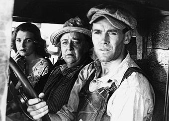 Scene from 1940 film, “The Grapes of Wrath,” from left: Doris Bowdon as “Rosasharn,” Jane Darwell as Ma Joad, and Henry Fonda as Tom Joad.