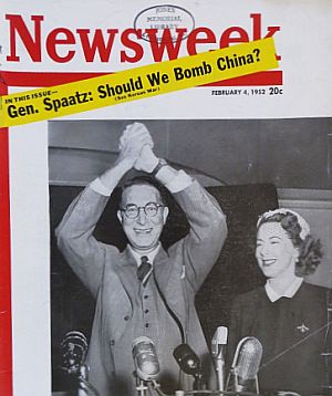 Senator Estes Kefauver with wife, shown on the cover of Newsweek, February 4, 1952, announcing presidential bid.