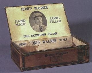 Photograph of a 'Honus Wagner' cigar box.