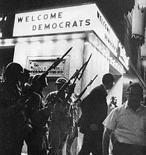 1968: National Guardsmen at the Conrad Hilton Hotel at DNC in Chicago.