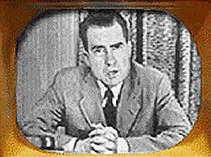 Richard Nixon during his nationally-televised Checkers speech.