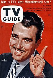 Cover of 'TV Guide' in March 1957, one of four he would appear on.