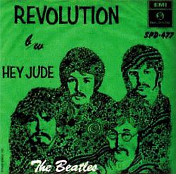 Cover sleeve used in South Africa for Beatles' single recordings, "Revolution" and "Hey Jude."